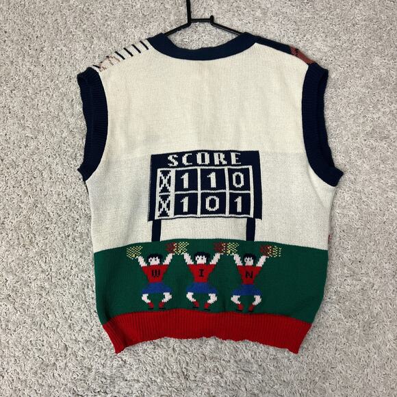 Vtg Sweater Loft Vest Medium Button Down Sports Football Basketball Cheer Soccer - Picture 9 of 10